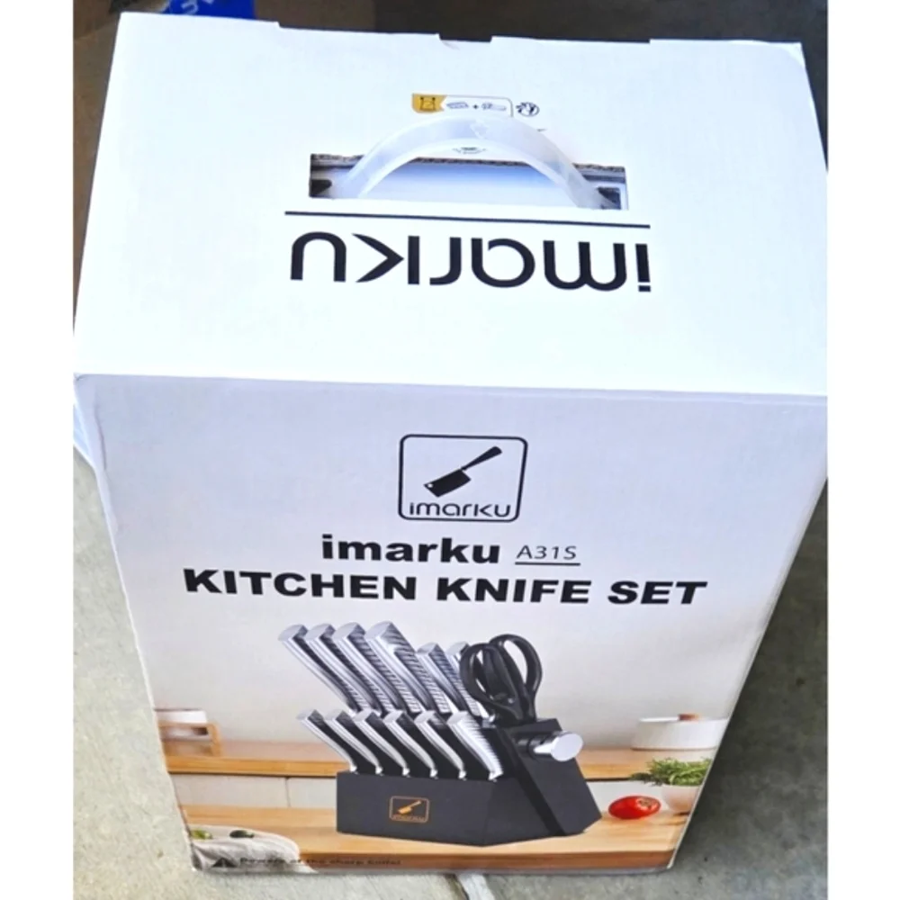 14PCS Knife Set with block, Knife Set with Built-in Sharpener, Knife Set
